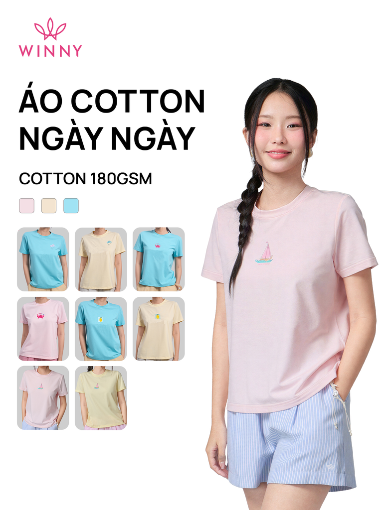 Áo WINNY cotton tay ngắn 180gsm 1HACT26009N