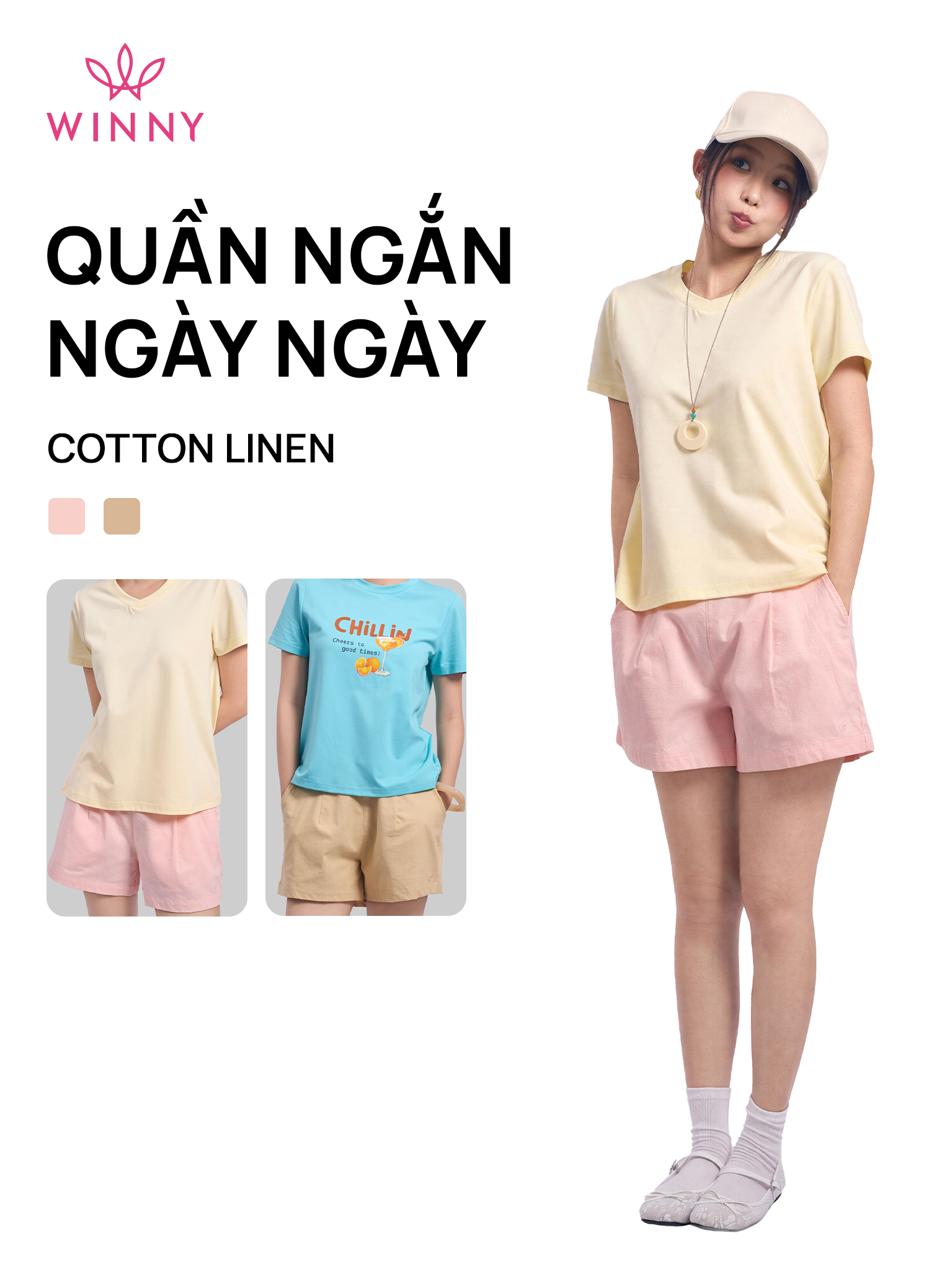 Quần WINNY cotton linen ngắn 1HQLN26003N