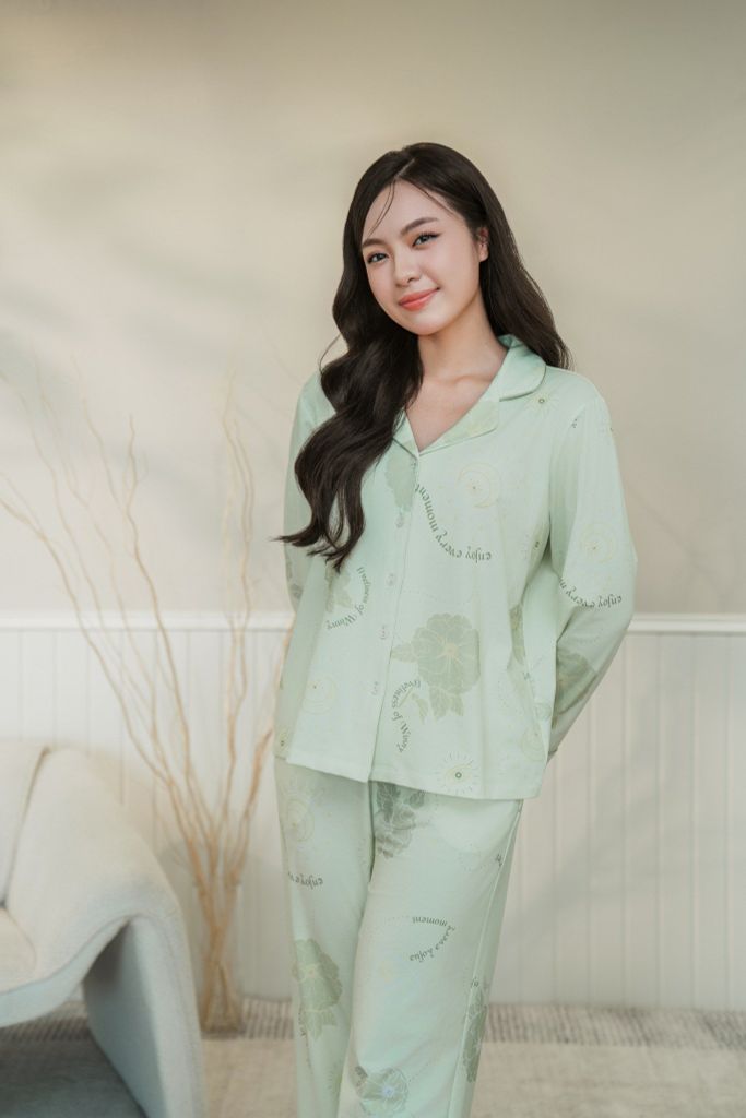 Bộ đồ ngủ Pijama Cotton quần dài tay dài  -  1MNCT24250D