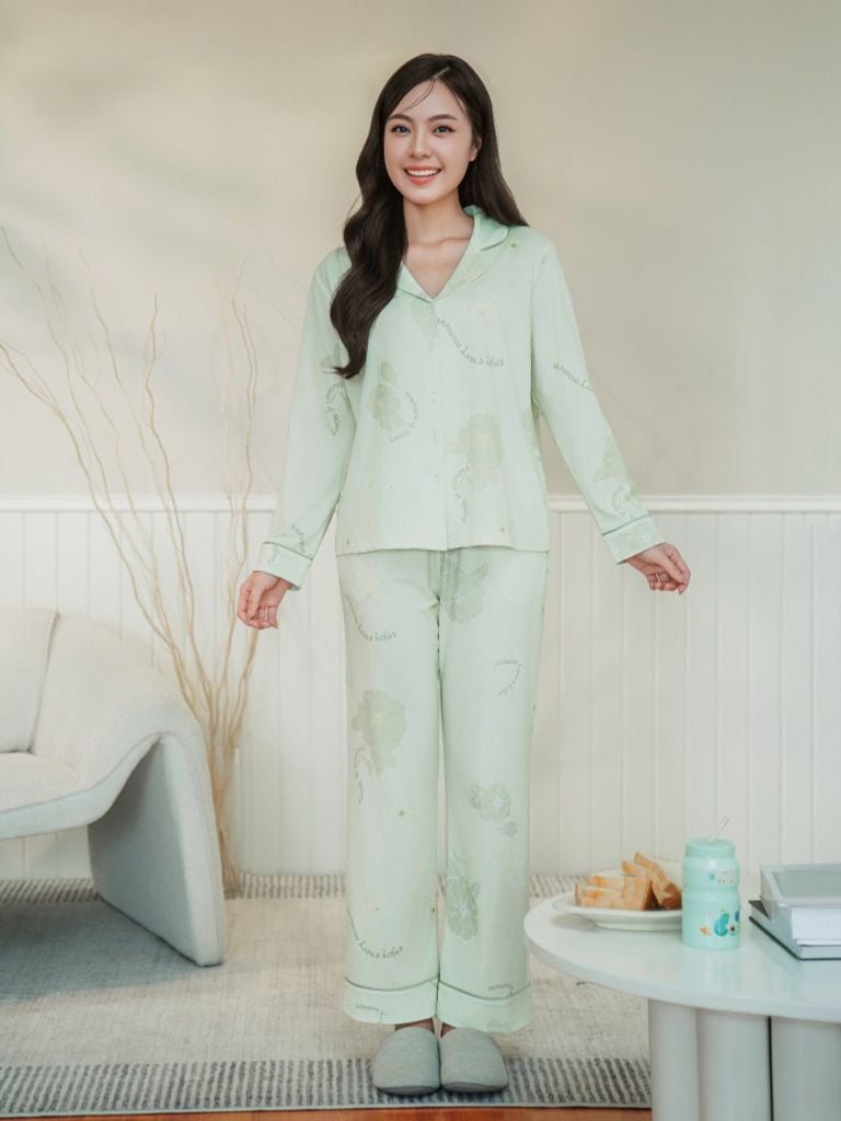 Bộ đồ ngủ Pijama Cotton quần dài tay dài  -  1MNCT24250D