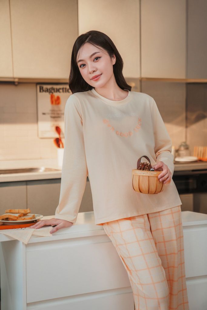 Bộ đồ mặc nhà Cotton quần dài tay dài  -  1MNCT24251D