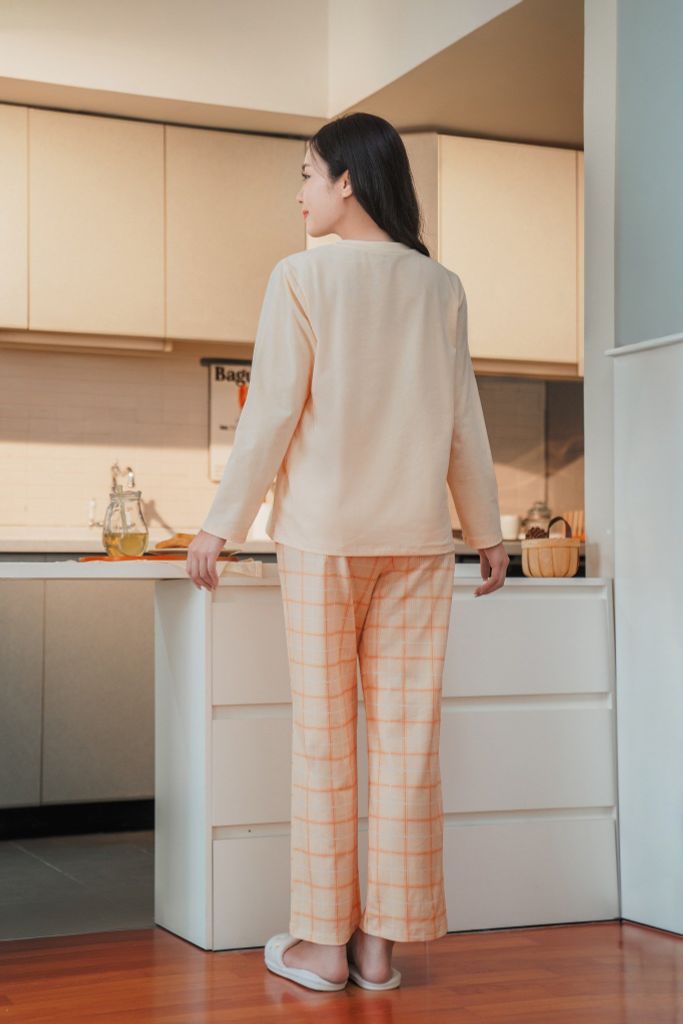 Bộ đồ mặc nhà Cotton quần dài tay dài  -  1MNCT24251D