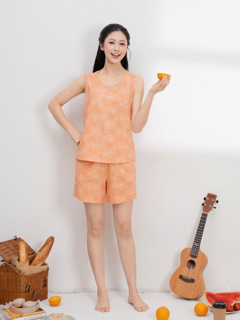 Bộ đồ mặc nhà Cotton quần ngắn không tay  -  1MNCT25042B