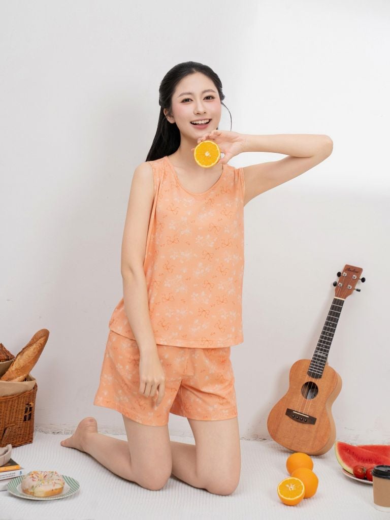 Bộ đồ mặc nhà Cotton quần ngắn không tay  -  1MNCT25042B