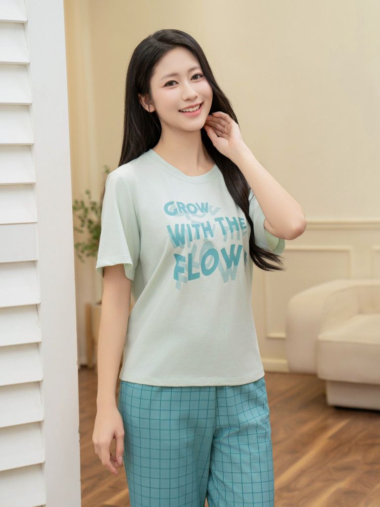 Bộ đồ mặc nhà Cotton quần dài tay ngắn  -  1MNCT25050D