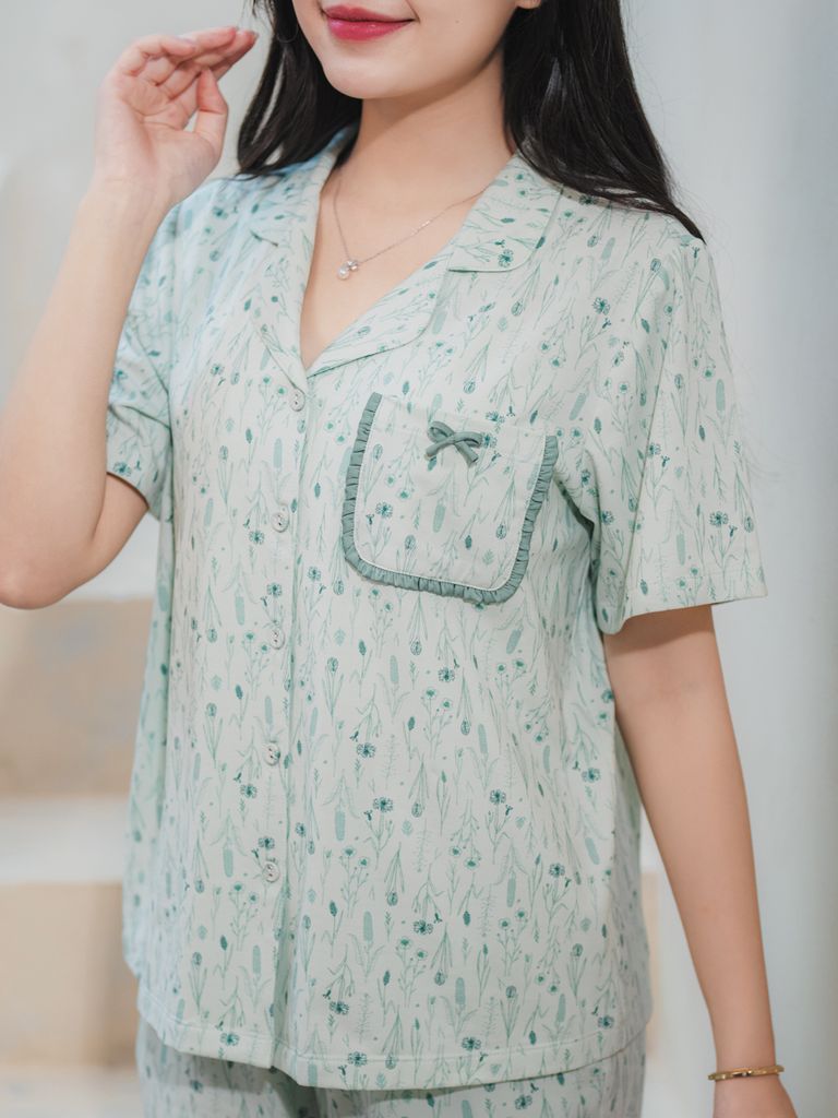 Bộ đồ ngủ Pijama Cotton quần dài tay ngắn  -  1MNCT25051D