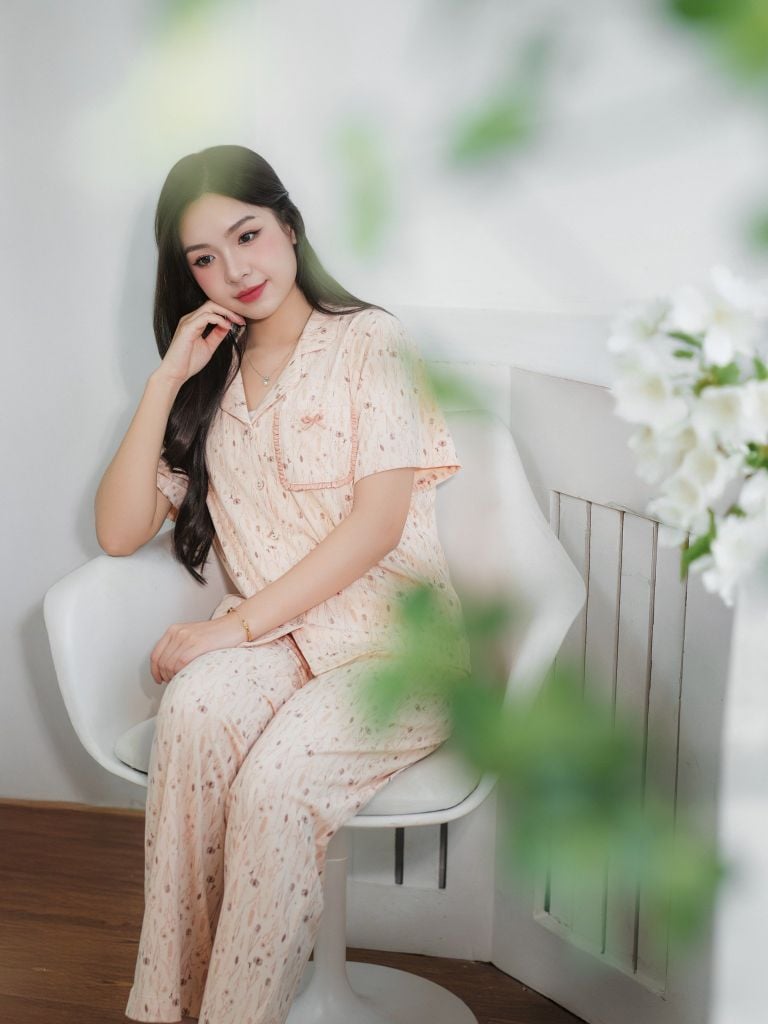 Bộ đồ ngủ Pijama Cotton quần dài tay ngắn  -  1MNCT25051D