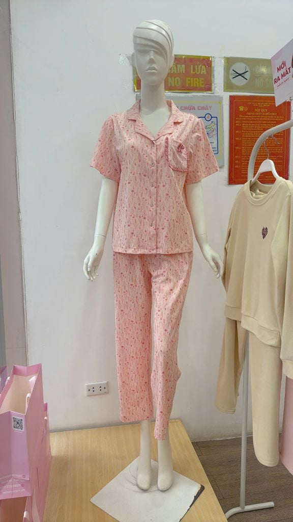 Bộ đồ ngủ Pijama Cotton quần dài tay ngắn  -  1MNCT25051D