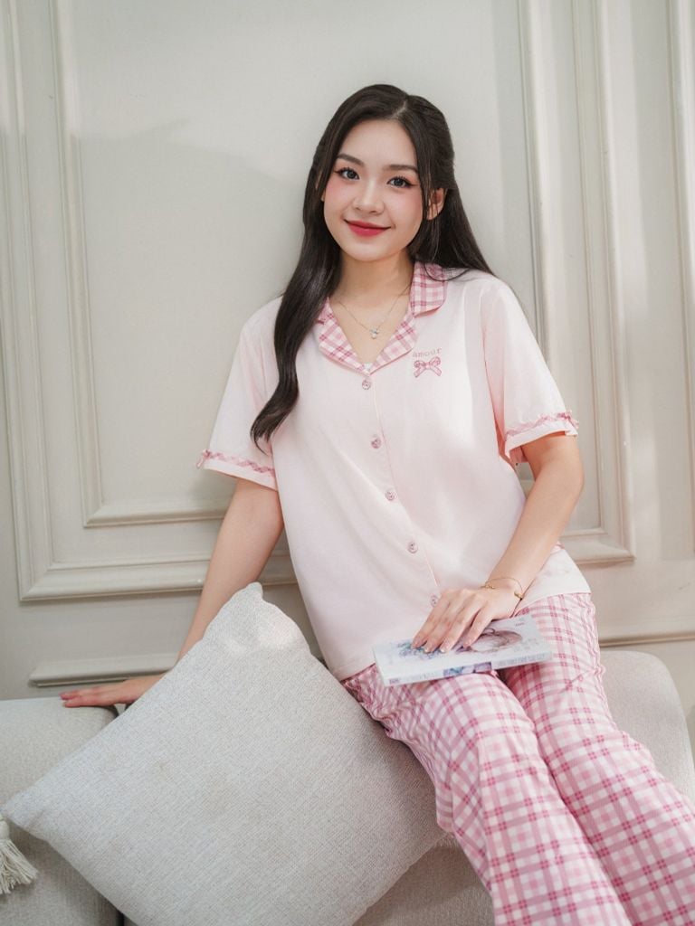 Bộ đồ ngủ Pijama Cotton quần dài tay ngắn  -  1MNCT25106D