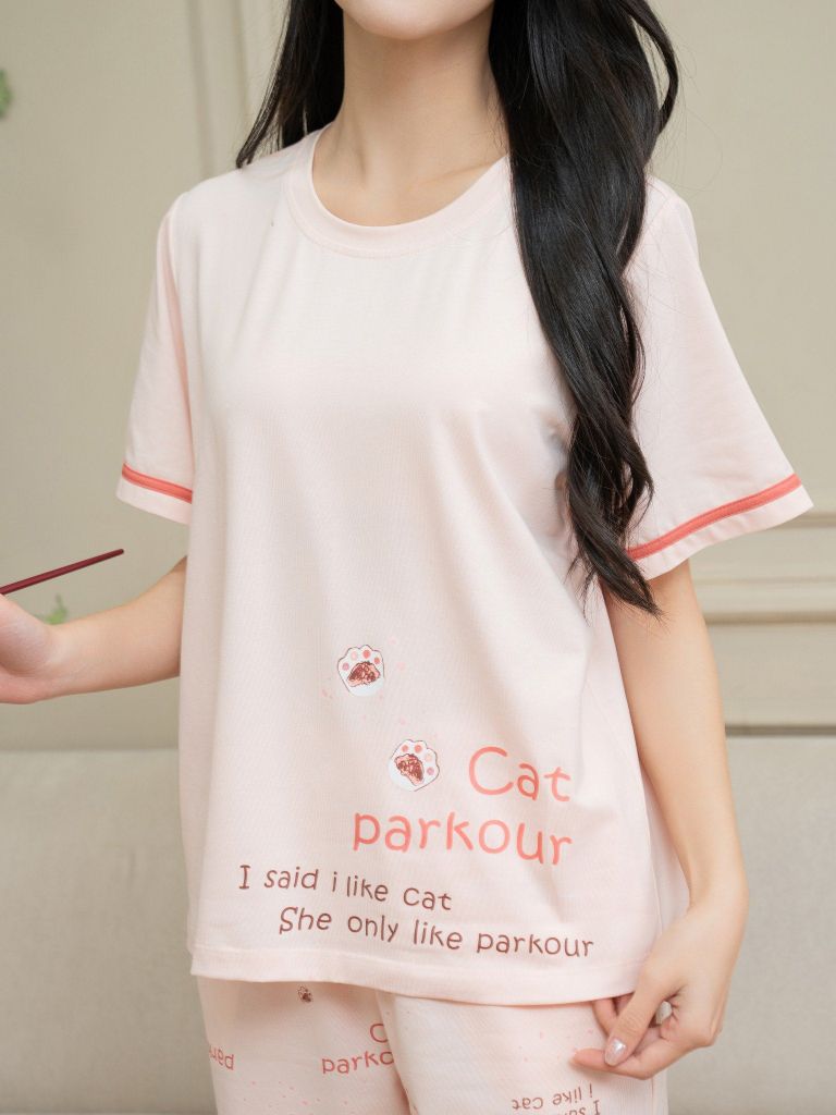 Bộ đồ mặc nhà Cotton quần dài tay ngắn  -  1MNCT25107D