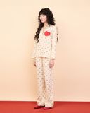  Bộ WINNY mặc nhà cotton CVC quần dài tay dài màu be 1MNCT26001D 