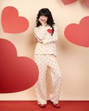  Bộ WINNY mặc nhà cotton CVC quần dài tay dài màu be 1MNCT26001D 