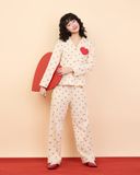  Bộ WINNY mặc nhà cotton CVC quần dài tay dài màu be 1MNCT26001D 