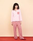  Bộ WINNY mặc nhà cotton CVC quần dài tay dài màu hồng đỏ 1MNCT26007D 