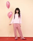  Bộ WINNY mặc nhà cotton CVC quần dài tay dài màu hồng đỏ 1MNCT26007D 