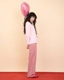  Bộ WINNY mặc nhà cotton CVC quần dài tay dài màu hồng đỏ 1MNCT26007D 