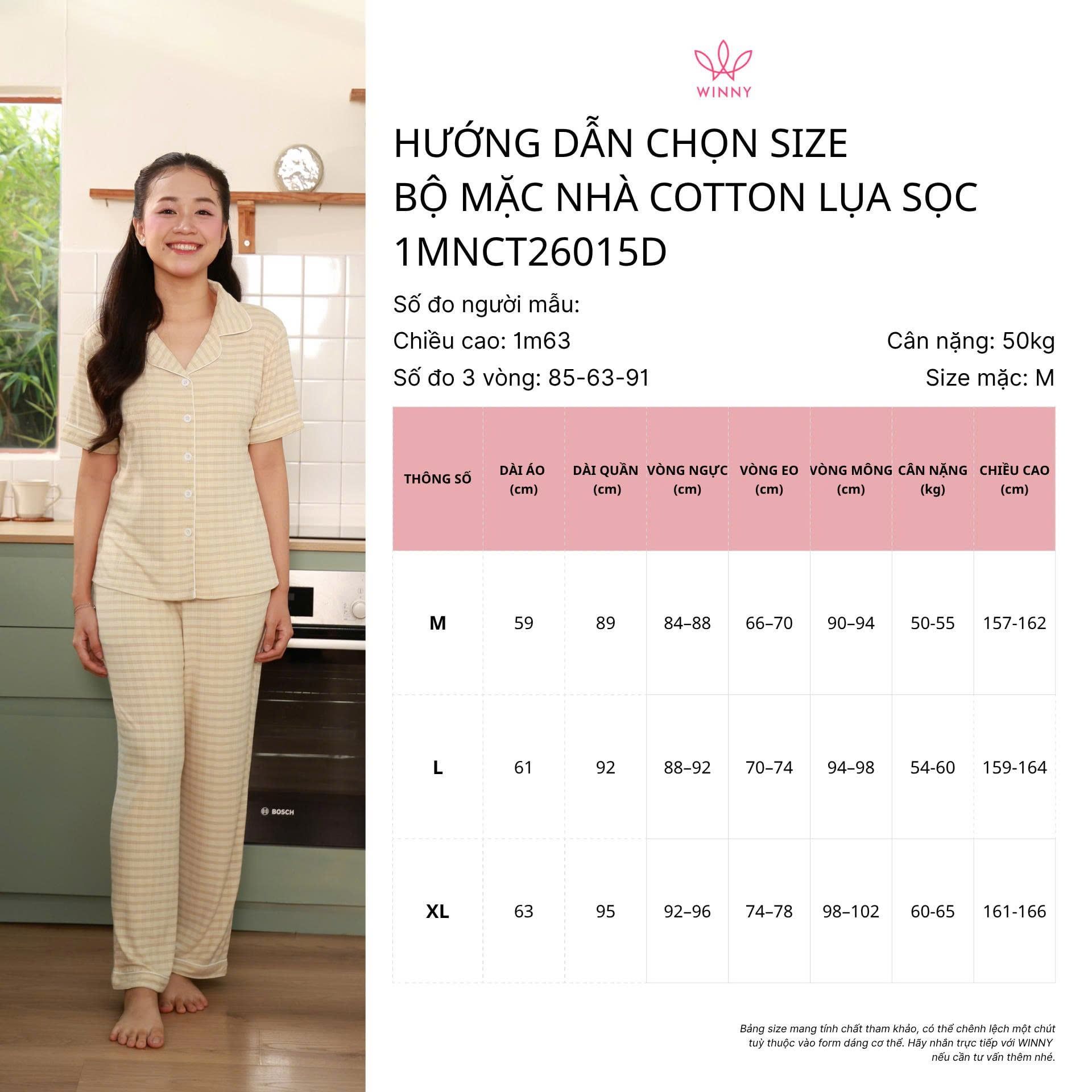Bộ WINNY cotton pijama quần dài tay ngắn 1MNCT26015D
