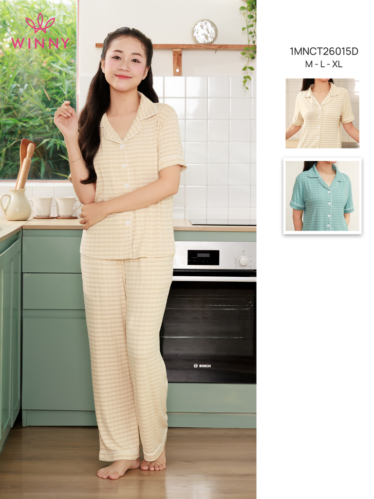 Bộ WINNY cotton pijama quần dài tay ngắn 1MNCT26015D