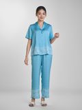  Bộ đồ ngủ Pijama lụa satin quần ngắn không tay  -  1MNSA24115D 