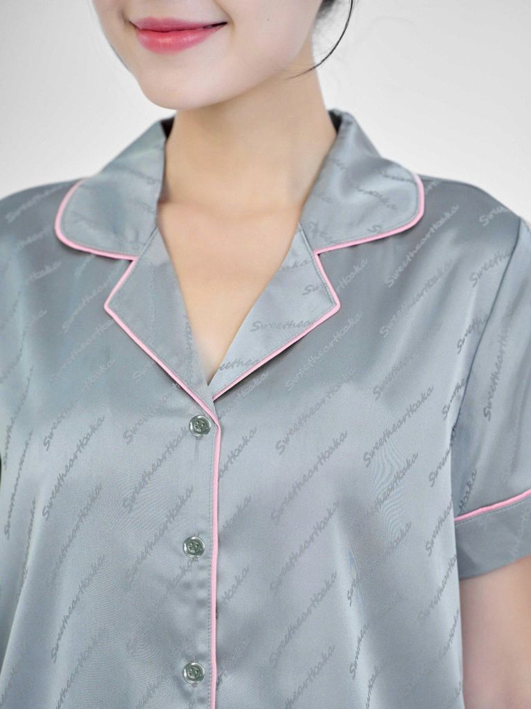 Bộ đồ ngủ Pijama lụa satin quần lửng tay ngắn  -  1MNSA24121N