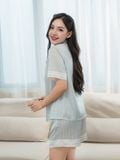  Bộ đồ ngủ Pijama lụa satin quần ngắn tay ngắn  -  1MNSA25070C 