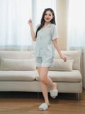  Bộ đồ ngủ Pijama lụa satin quần ngắn tay ngắn  -  1MNSA25070C 