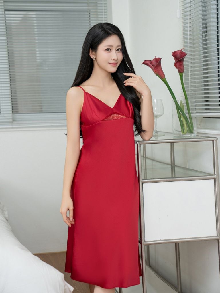 Váy ngủ lụa satin 2 dây  -  1MNSA25083V