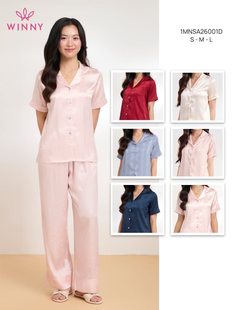 Bộ WINNY sateen pijama quần dài tay ngắn 1MNSA26001D