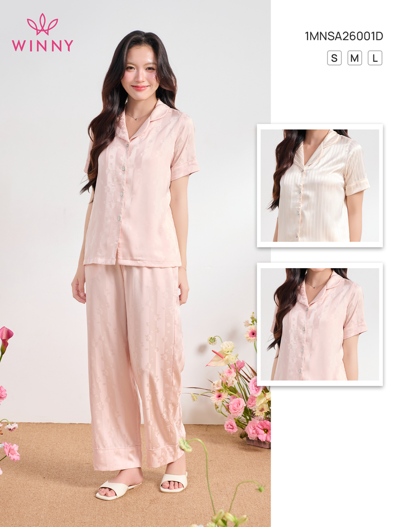 Bộ WINNY sateen quần dài tay ngắn 1MNSA26001D