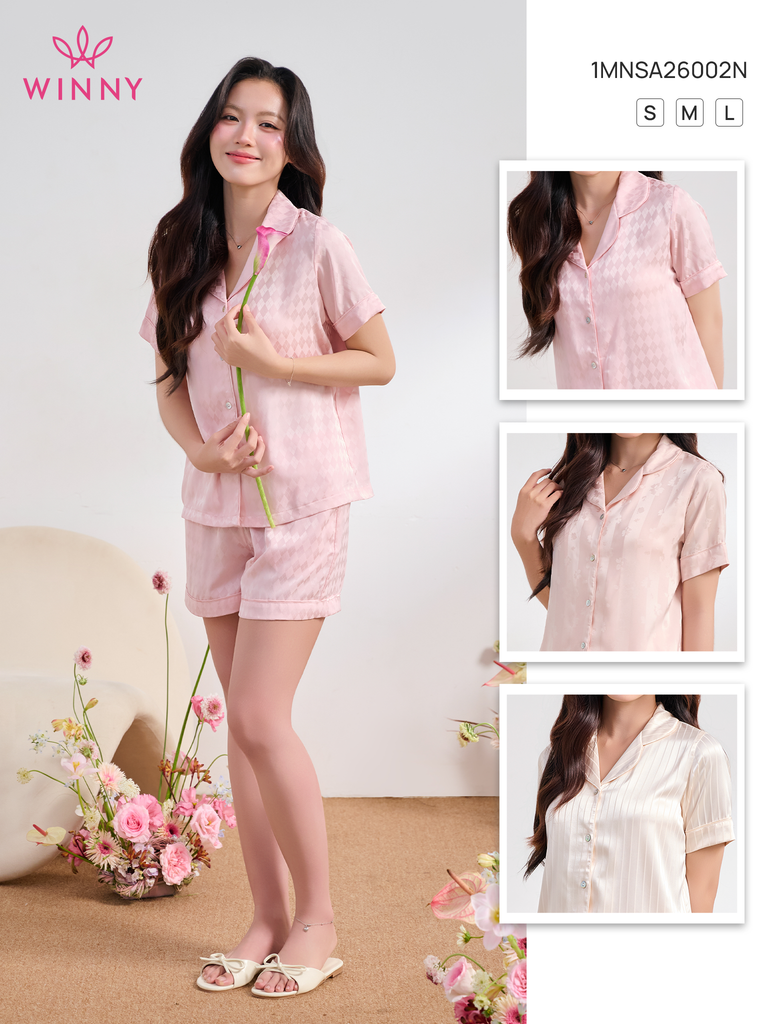 Bộ WINNY sateen quần ngắn tay ngắn 1MNSA26002N