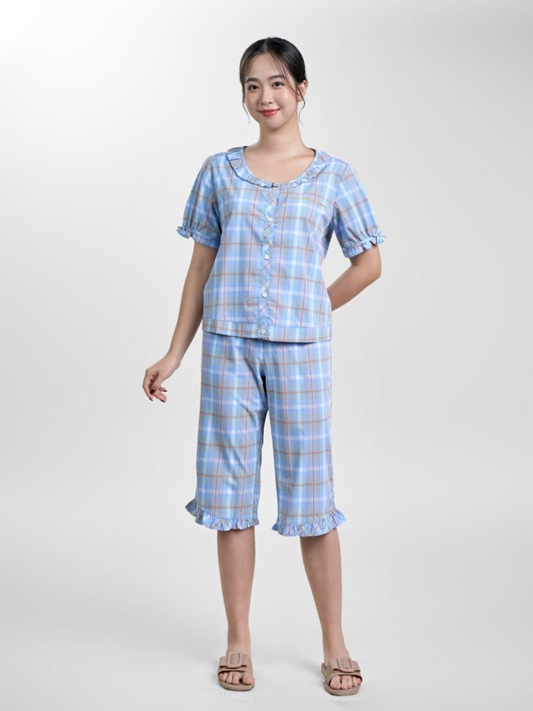 Bộ đồ mặc nhà Woven quần lửng tay ngắn  -  1MNWO23163N