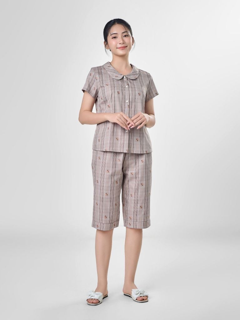 Bộ đồ mặc nhà Woven quần lửng tay ngắn  -  1MNWO24125N