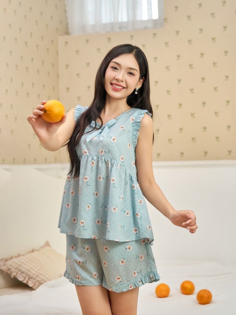 Bộ đồ mặc nhà Woven Gracell quần ngắn không tay  -  1MNWO25119B