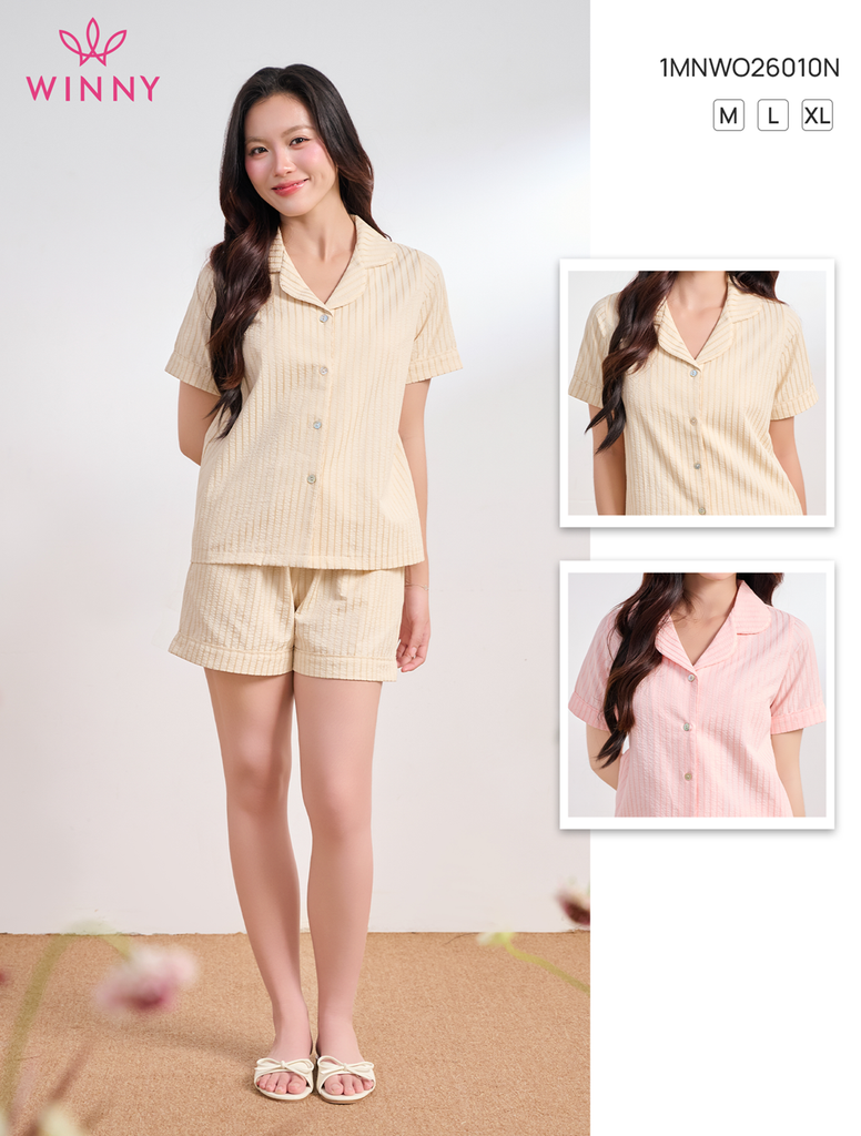 Bộ WINNY Woven pijama quần ngắn tay ngắn 1MNWO26010N
