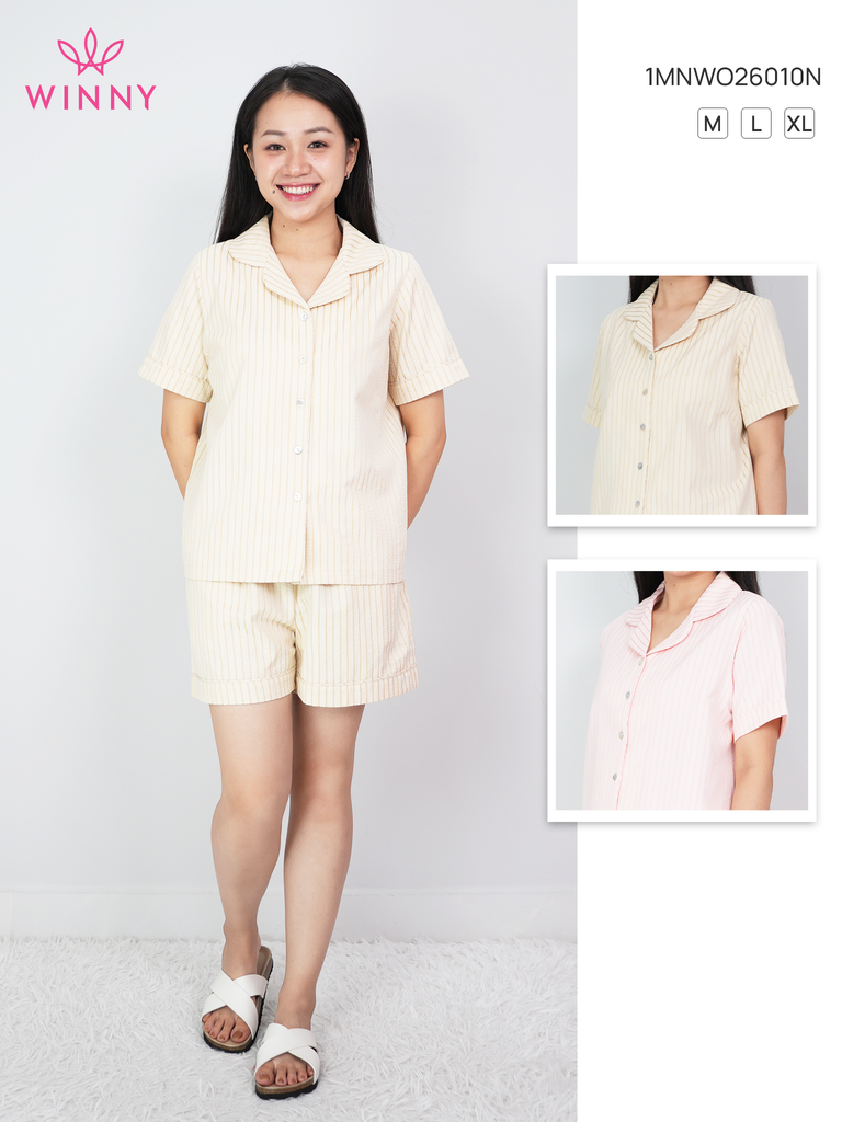 Bộ WINNY Woven pijama quần ngắn tay ngắn 1MNWO26010N
