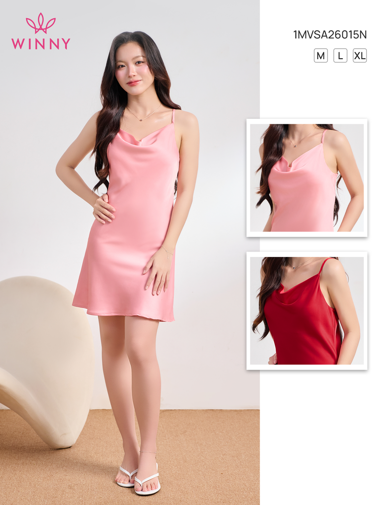 Váy ngủ WINNY sateen hai dây ngắn 1MVSA26015N