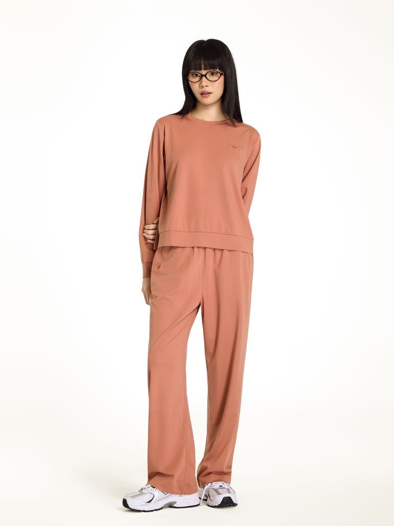 Bộ WINNY mặc nhà rayon spandex quần dài tay dài màu nâu 1MNRA25001D