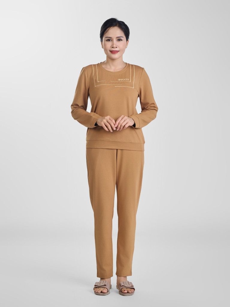 Bộ đồ mặc nhà trung niên CVC quần dài tay dài  -  2MNCT24019D