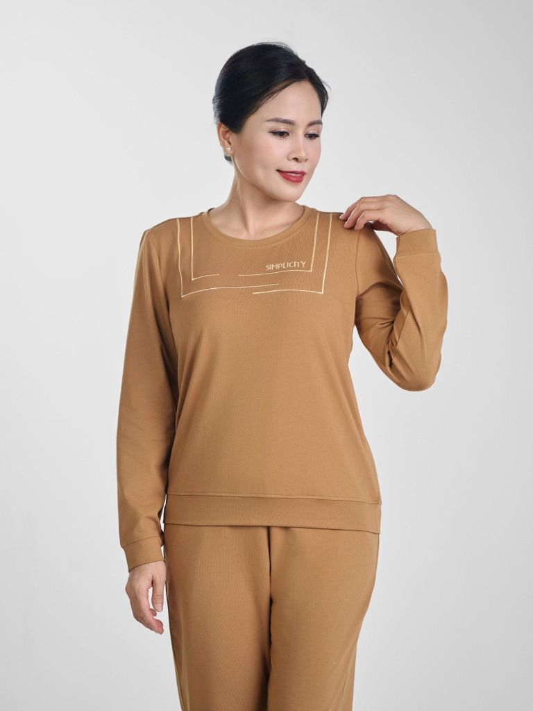 Bộ đồ mặc nhà trung niên CVC quần dài tay dài  -  2MNCT24019D