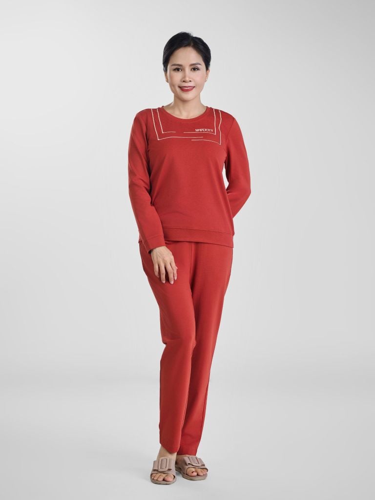Bộ đồ mặc nhà trung niên CVC quần dài tay dài  -  2MNCT24019D
