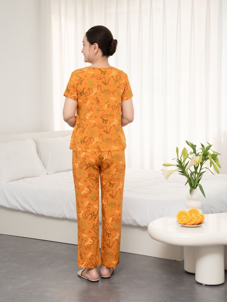 Bộ đồ mặc nhà Lanh quần dài tay ngắn  -  2MNLA25027D