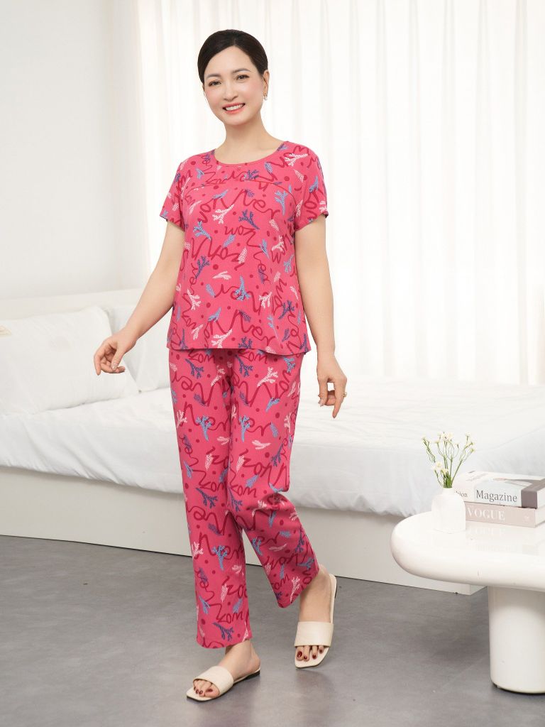 Bộ đồ mặc nhà Lanh quần dài tay ngắn  -  2MNLA25027D