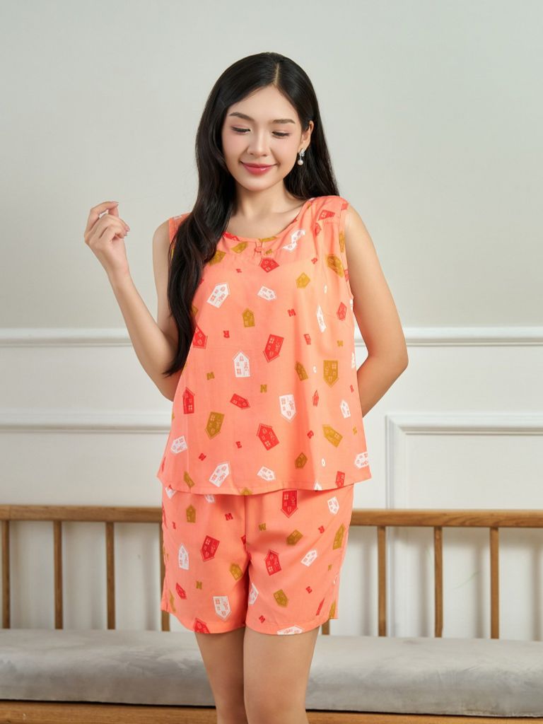 Bộ WONNER BY WINNY tole lanh quần ngắn không tay 2MNLA25077B