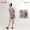  Bộ WONNER by WINNY mặc nhà tole lanh quần ngắn không tay màu kẻ caro nâu 2MNLA26002N 