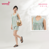  Bộ WONNER by WINNY mặc nhà tole lanh quần ngắn không tay màu kẻ caro xanh lá 2MNLA26004N 