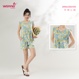  Bộ WONNER by WINNY mặc nhà tole lanh quần ngắn không tay màu hoa to xanh dương 2MNLA26010N 