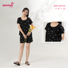  Bộ WONNER by WINNY mặc nhà tole lanh quần ngắn tay ngắn màu chấm bi đen 2MNLA26014N 