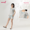  Bộ WONNER by WINNY mặc nhà tole lanh quần ngắn tay ngắn màu hoa nhí xanh mint 2MNLA26016N 