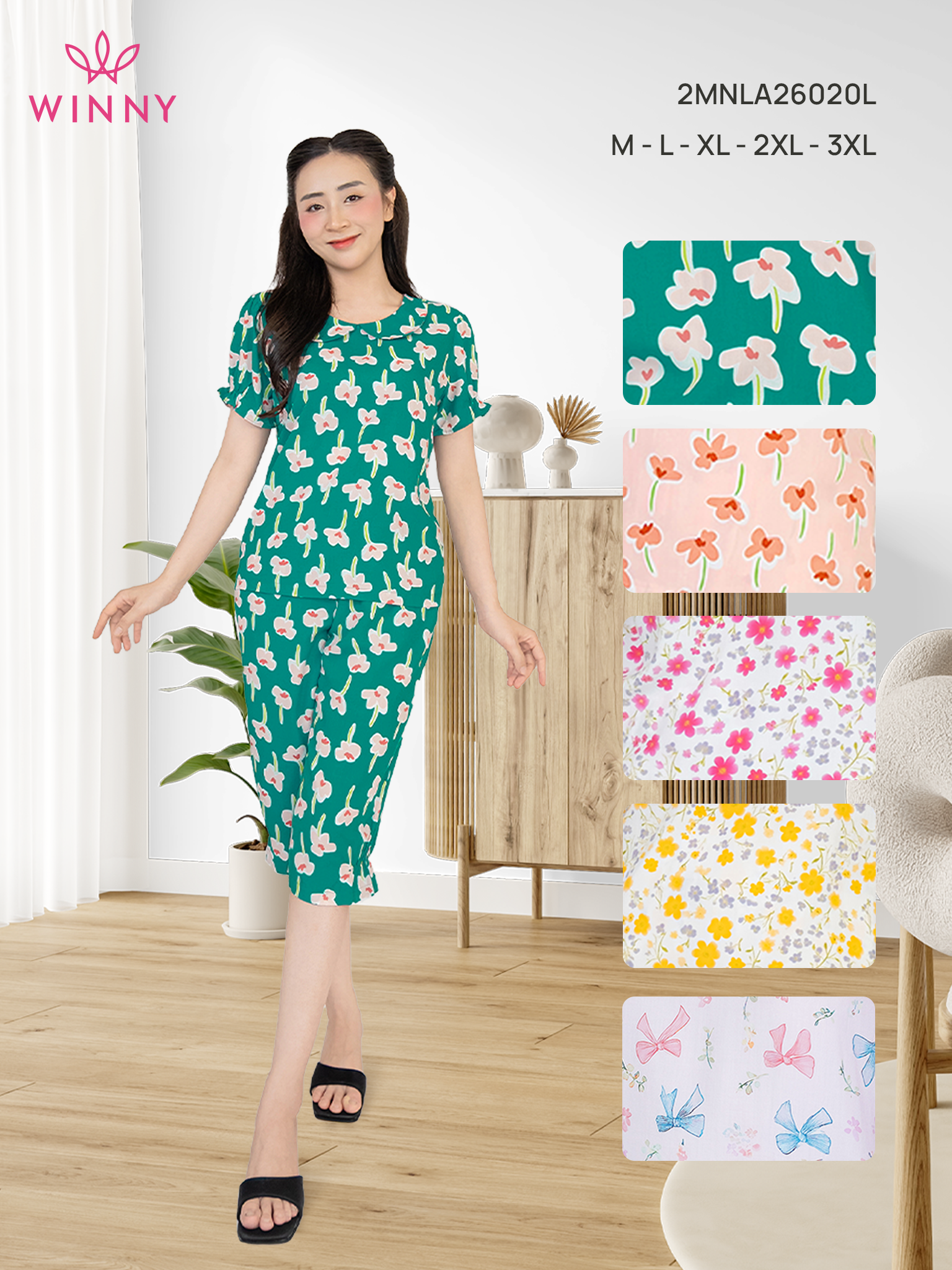 Bộ WONNER BY WINNY tole lanh quần lửng tay ngắn 2MNLA26020L