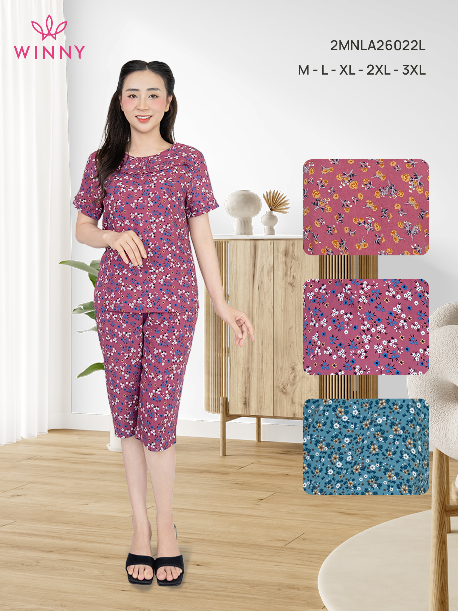 Bộ WONNER BY WINNY tole lanh quần lửng tay ngắn 2MNLA26022L